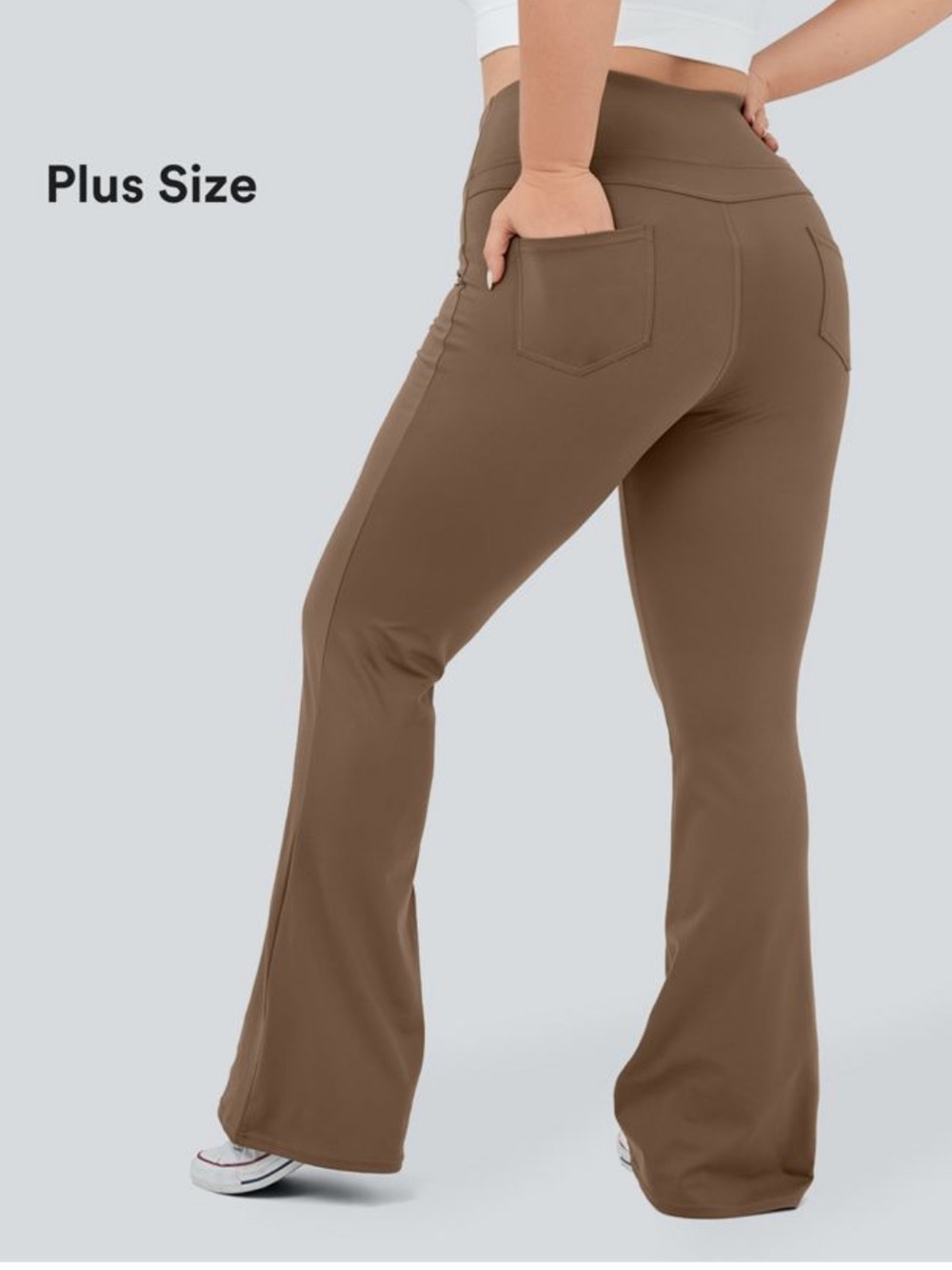 Halara DayStretch High Waisted Pocket Flare Yoga Plus Size 3X Leggings Sepia
